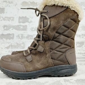 Women's Chocolate Brown Faux Fur Suede Snow Boots By Columbia